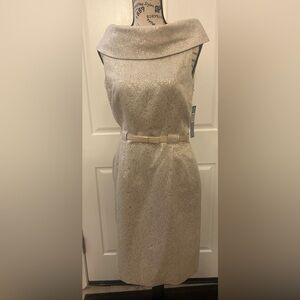 Tahari Lucinda Ivory White/Gold Dress 4